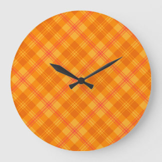 Marigold Medley Orange Tartan Round Wall Clock