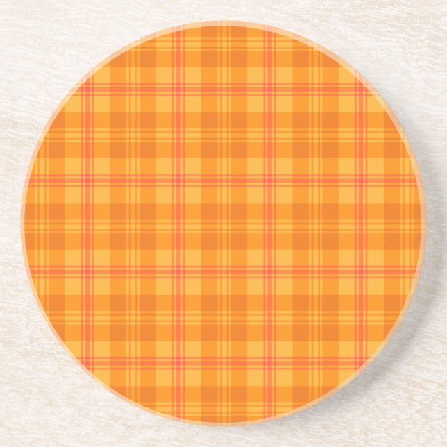 Marigold Medley Orange Tartan Sandstone Coaster (Front)
