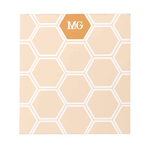 Marigold Monogram Hexagon Honey Comb Pattern Notepad
