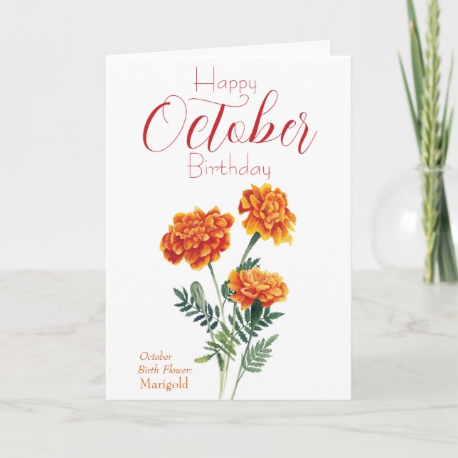 Marigold October Birth Flower Birthday Card (Front)