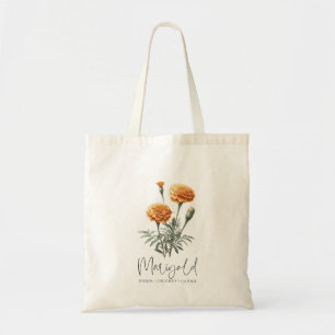 Marigold October Birth Flower Custom Personalized Tote Bag