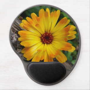 marigold on log gel mouse pad