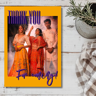 Marigold Orange Diwali Festival Family Photo Thank You Card