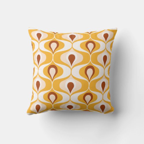 Marigold Orange  Ogee oval Pattern  Throw Pillow