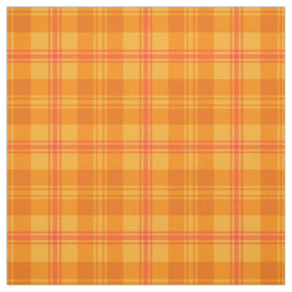 Marigold Orange, Red and Yellow Plaid Pattern Fabric