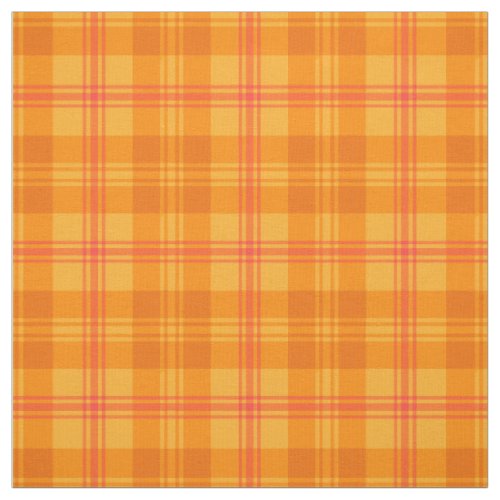 Marigold Orange Red and Yellow Plaid Pattern Fabric