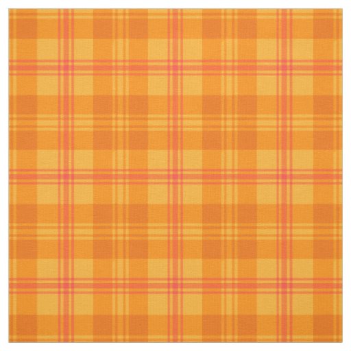Marigold Orange, Red and Yellow Plaid Pattern Fabric