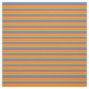 Marigold Orange, Red, Yellow Blue Striped Pattern Fabric