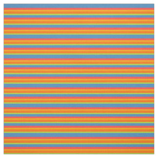 Marigold Orange, Red, Yellow Blue Striped Pattern Fabric