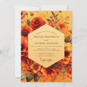 Marigold Painterly Poppy Wedding Invitation