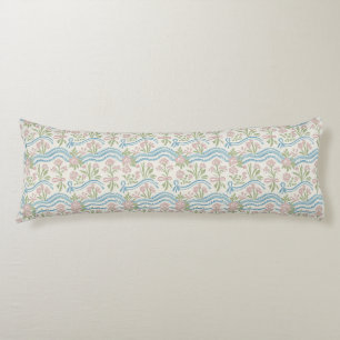 Marigold preppy grandmillennial floral wavy stripe body pillow