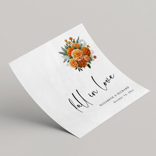 Marigold Romance Custom Fall in Love Wedding Napkins