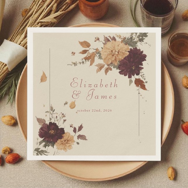 Marigold Rustic Boho Autumn Floral Wedding Napkins (Creator Uploaded)
