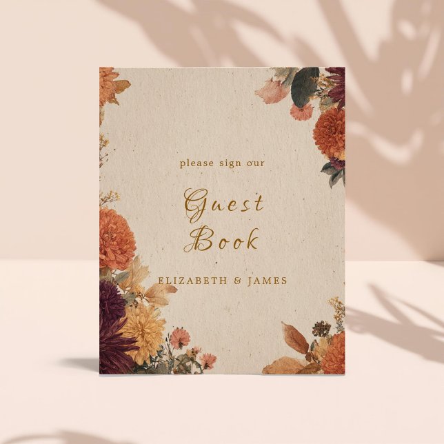 Marigold Rustic Floral Wedding Guest Book Sign (Creator Uploaded)