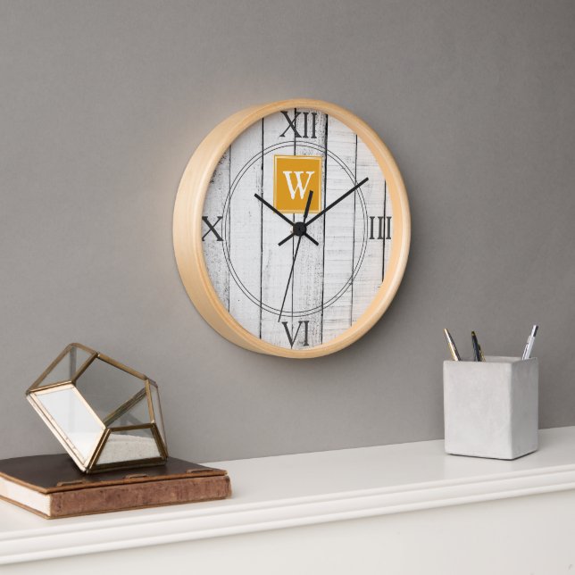 Marigold Rustic Monogram Clock (Office)