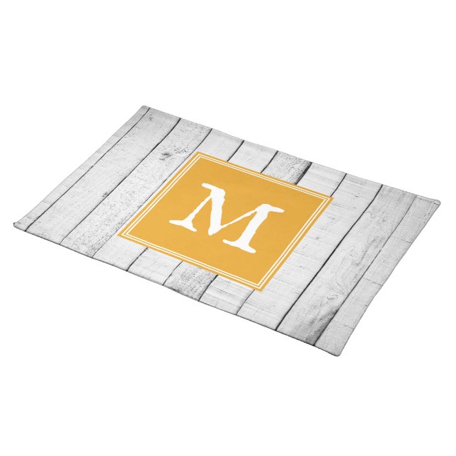 Marigold Rustic Monogram Placemat (On Table)
