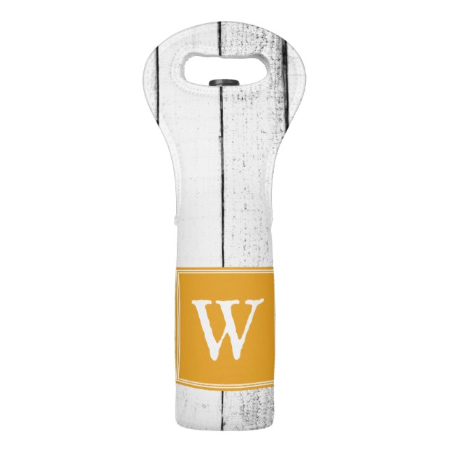 Marigold Rustic Monogram Wine Tote (Front)