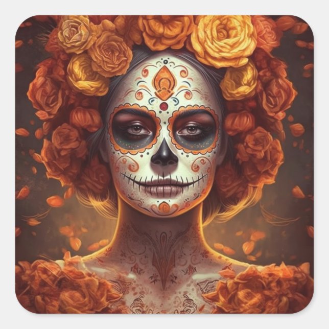 Marigold Spirit Square Sticker (Front)