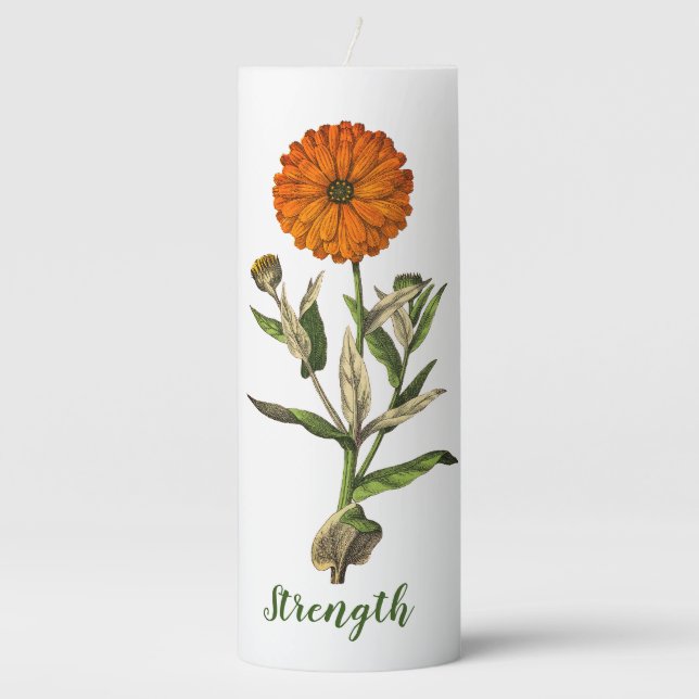 Marigold Strength Flower Meaning Accent Candle (Front)