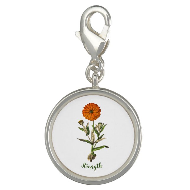 Marigold Strength Inspirational Amulet Charm (Front)
