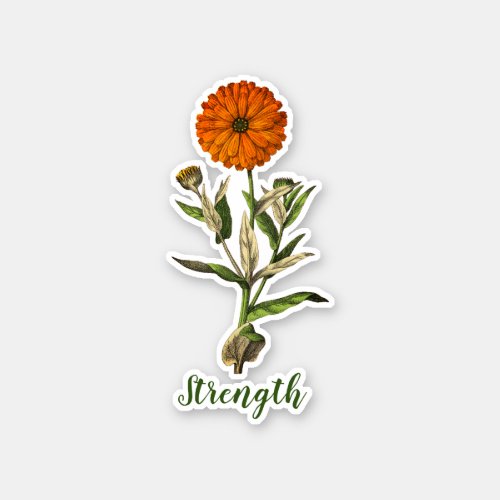 Marigold Strength Inspirational Classic Round Stic Sticker