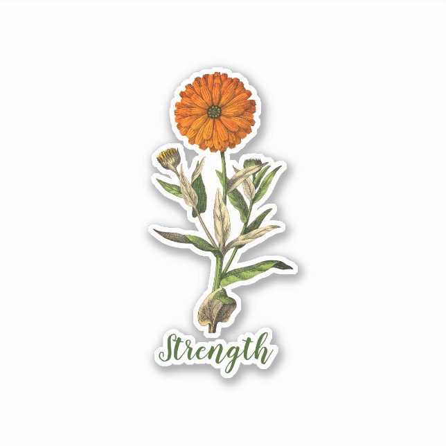 Marigold Strength Inspirational Classic Round Stic Sticker (Front)