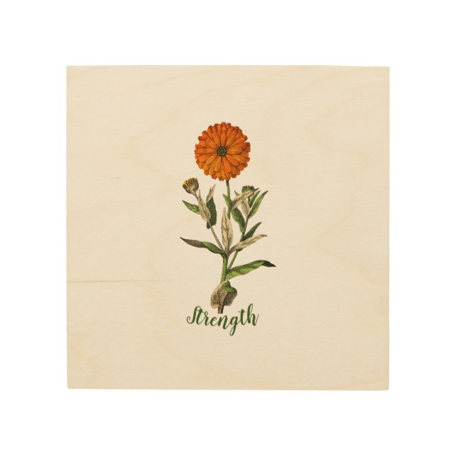 Marigold Strength Inspirational Wood Wall Art (Front)