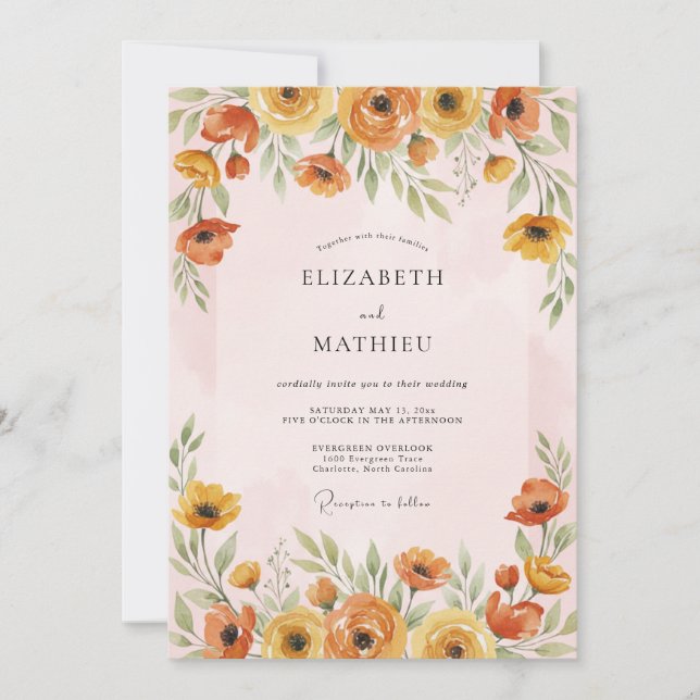 Marigold Vibrant Spring Wedding Invitation (Front)
