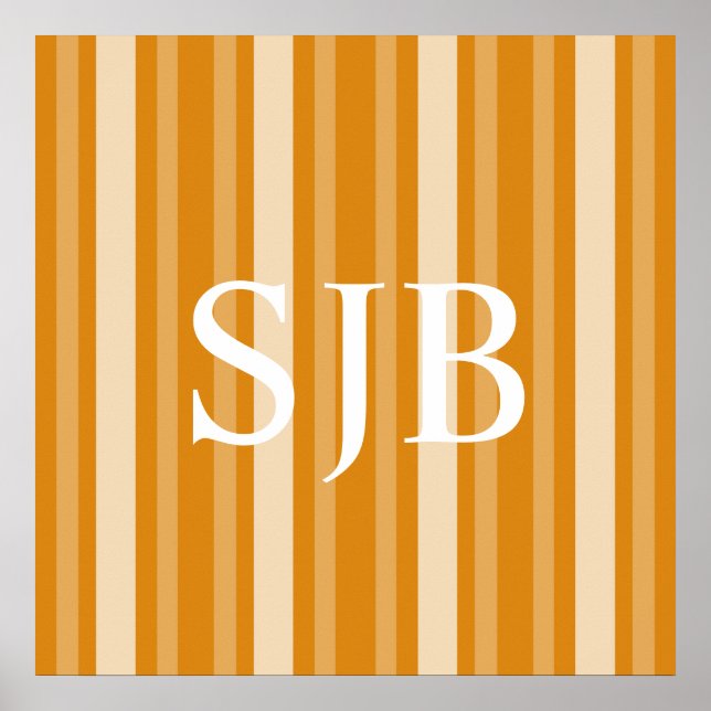 Marigold Victorian Lady Stripe with Monogram Poster (Front)