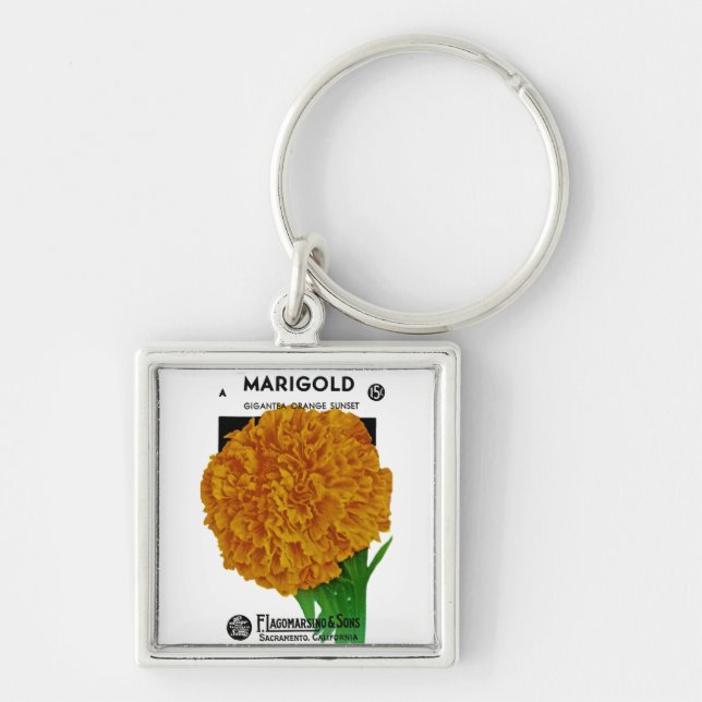 Marigold Vintage Seed Packet Keychain (Front)