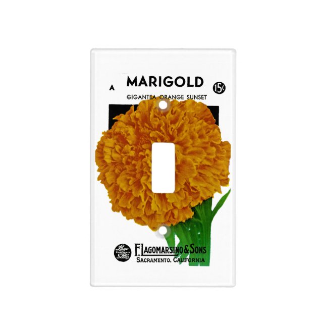 Marigold Vintage Seed Packet Light Switch Cover (Front)