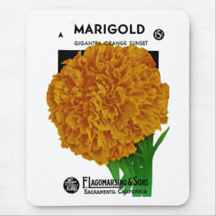 Marigold Vintage Seed Packet Mouse Pad