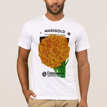 Marigold Vintage Seed Packet T-shirt by SunshineDazzle at Zazzle