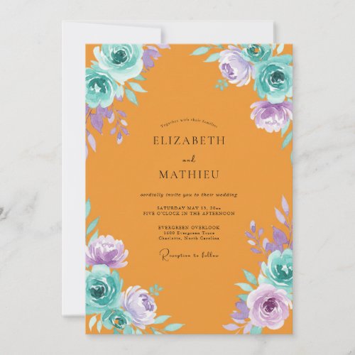 Marigold Violet Painted Wedding Invitation