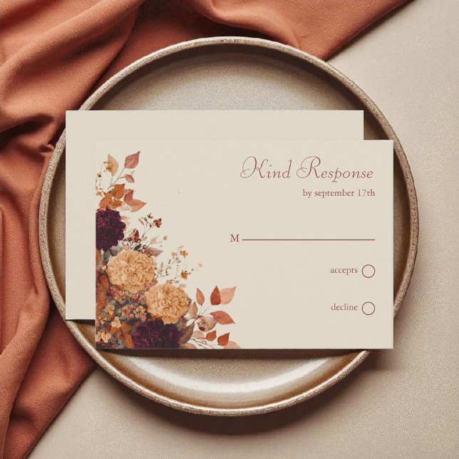 Marigold & Warm Orange Rustic Boho Autumn Floral  RSVP Card (Creator Uploaded)