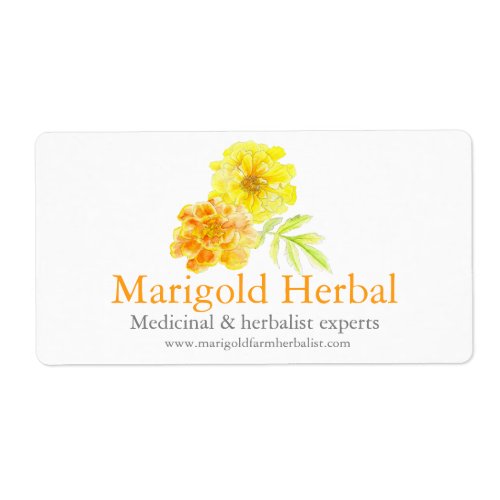 Marigold watercolor art business label