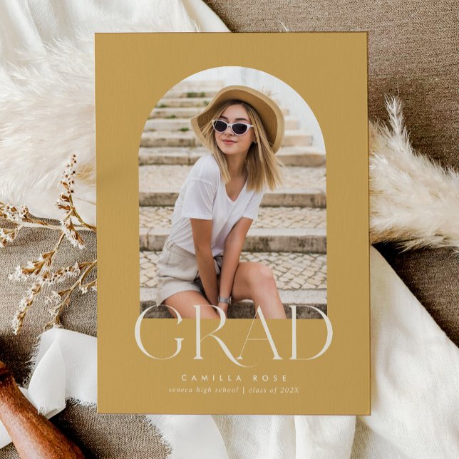 Marigold Yellow Modern Minimalist Arch Graduation Invitation (Marigold Yellow Modern Minimalist Arch Graduation Invitation)