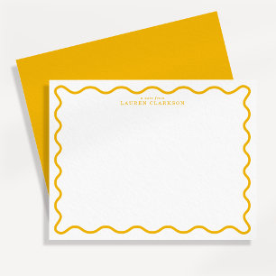 Marigold Yellow Modern Wavy Border Note Card