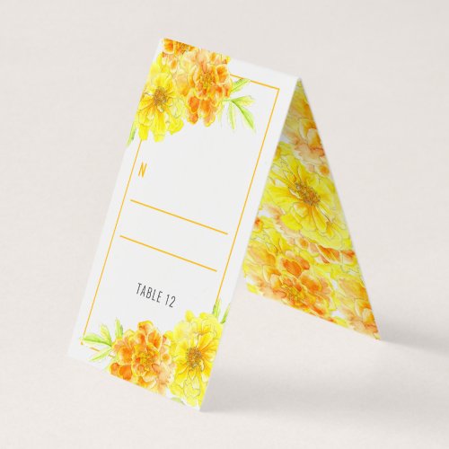 Marigold yellow watercolor art wedding guest 