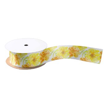 Marigold Yellow Watercolor Flower Ribbon by Mylittleeden at Zazzle