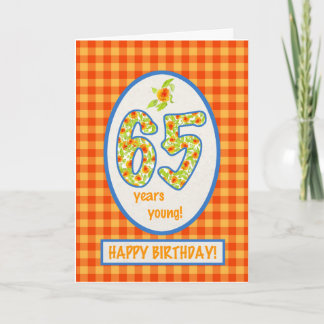 Marigolds and Check Gingham: 65th Birthday Card