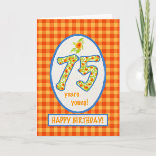 Marigolds and Check Gingham: 75th Birthday Card