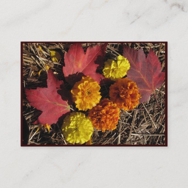 Marigolds and Maple Leaves ATC Business Card (Front)