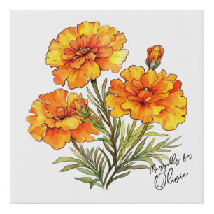 "Marigolds for..." Editable Slogan & Name Faux Canvas Print