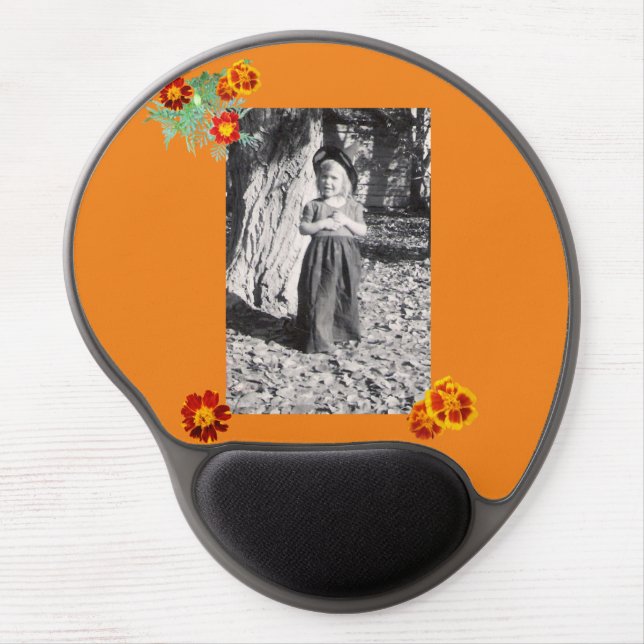 Marigolds Halloween Photo of Costumed Child Orange Gel Mouse Pad (Front)