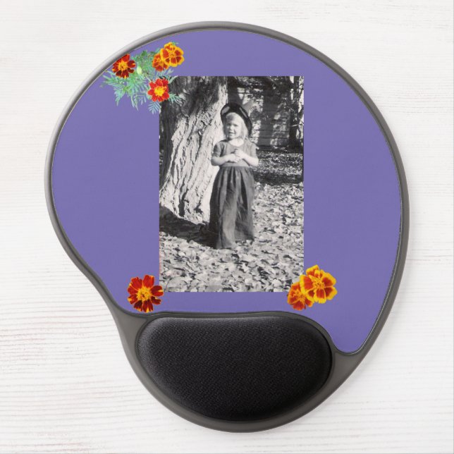 Marigolds Halloween Photo of Costumed Child Purple Gel Mouse Pad (Front)