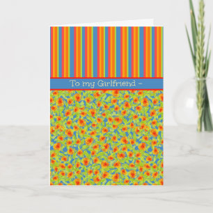 Marigolds Stripes, October Birthday for Girlfriend Card