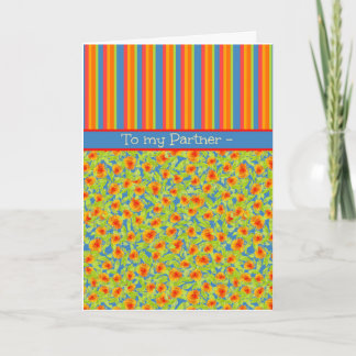 Marigolds, Stripes: October Birthday for Partner Card