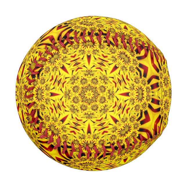 Marigolds Yellow & Red Vintage Kaleidoscope Baseball (Front Left)