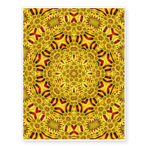 Marigolds Yellow & Red Vintage Kaleidoscope Temporary Tattoos